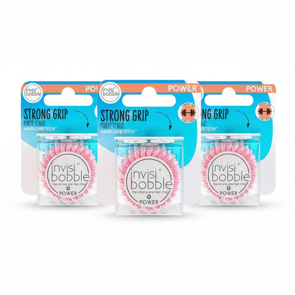 Lot of 3 invisibobble Power Hair Elastics - Strong Grip Magic Pink