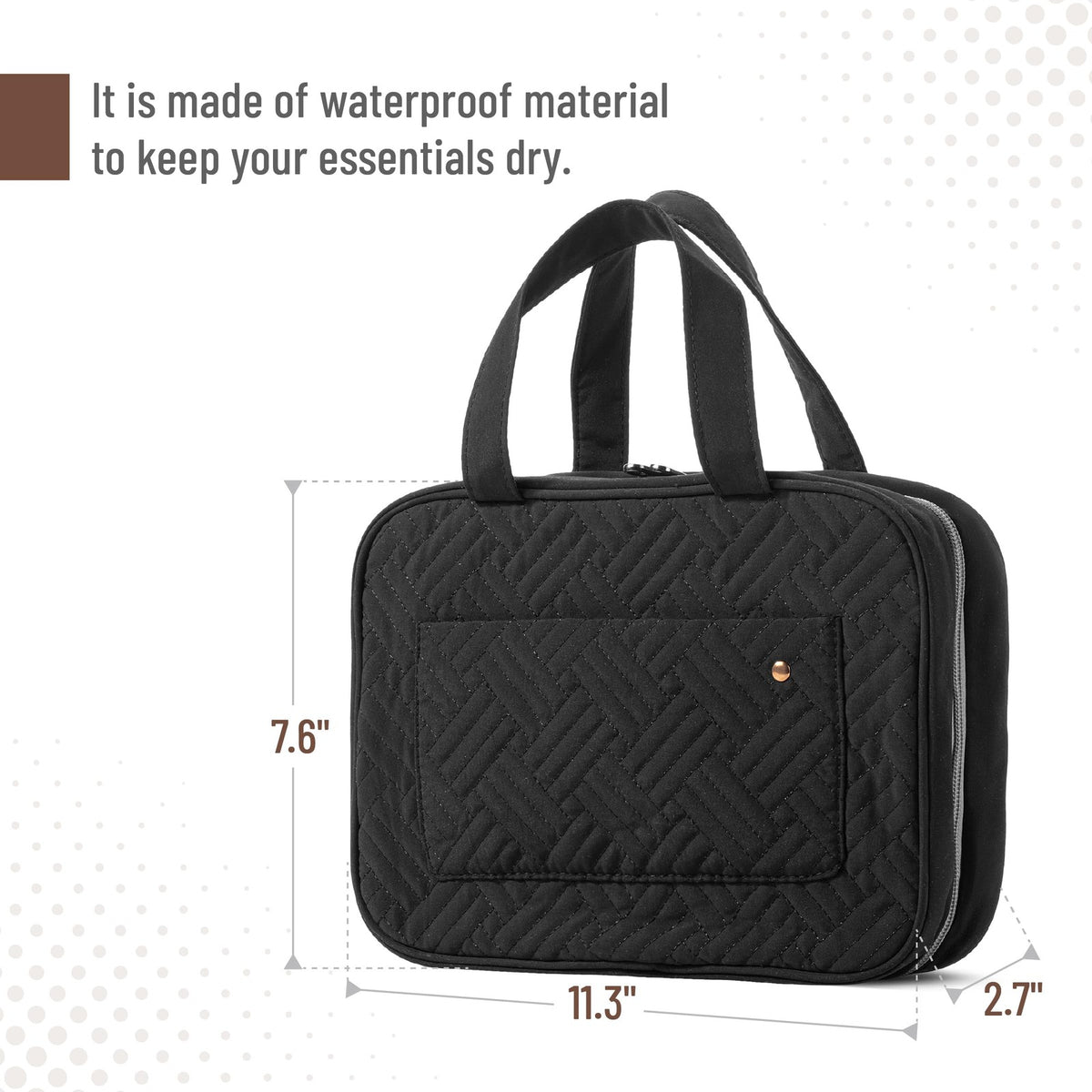 Travel Toiletry Bag Organizer with Hanging Hook and Water-Resistant Compartments