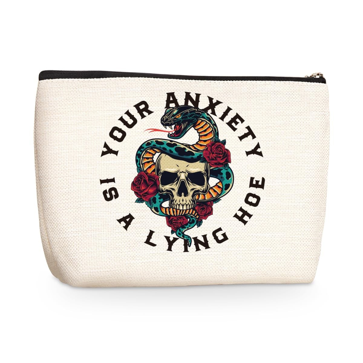 Skull Decor Travel Makeup Bag - Compact Cosmetic Organizer for Women