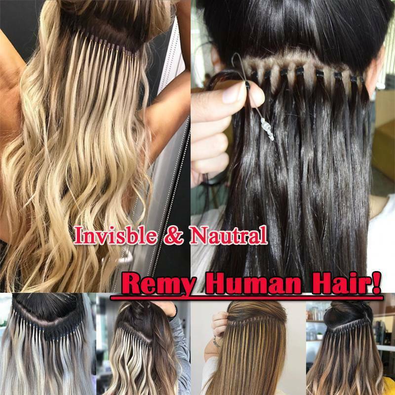 100% Real Remy Hair Extensions Micro Loop Ring Beads 100g/200 Strands