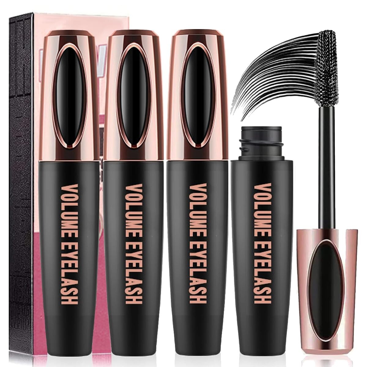 Waterproof 4D Silk Fiber Mascara Set for Voluminous, Longer Lashes