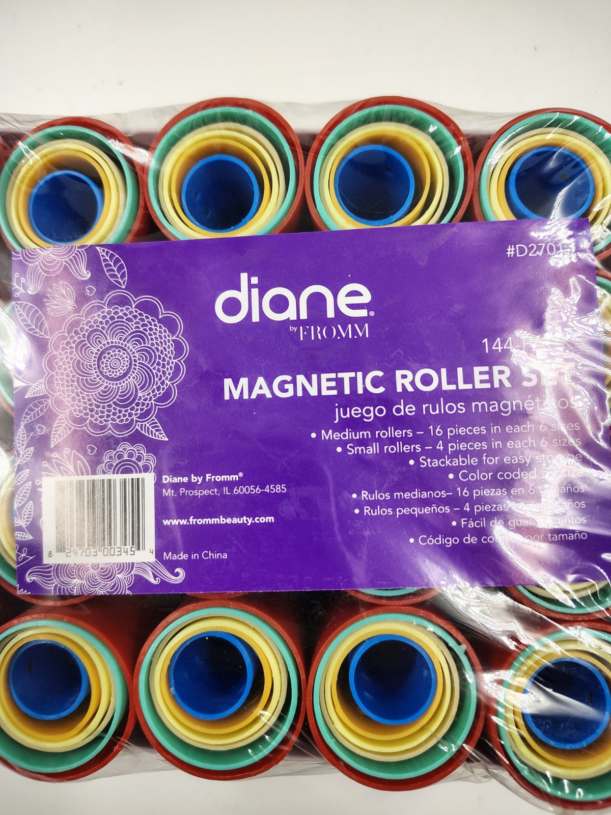 Magnetic Hair Roller Set 144 Pieces Color Coded by Size for Styling