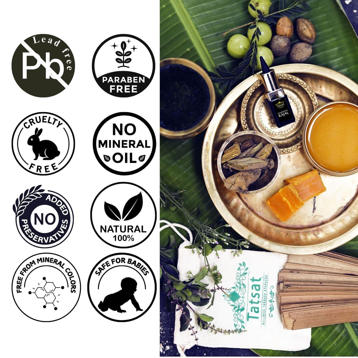 Herbal Ayurvedic Kajal Eyeliner for Eye Care - Natural, Lead-Free & Safe for All Ages