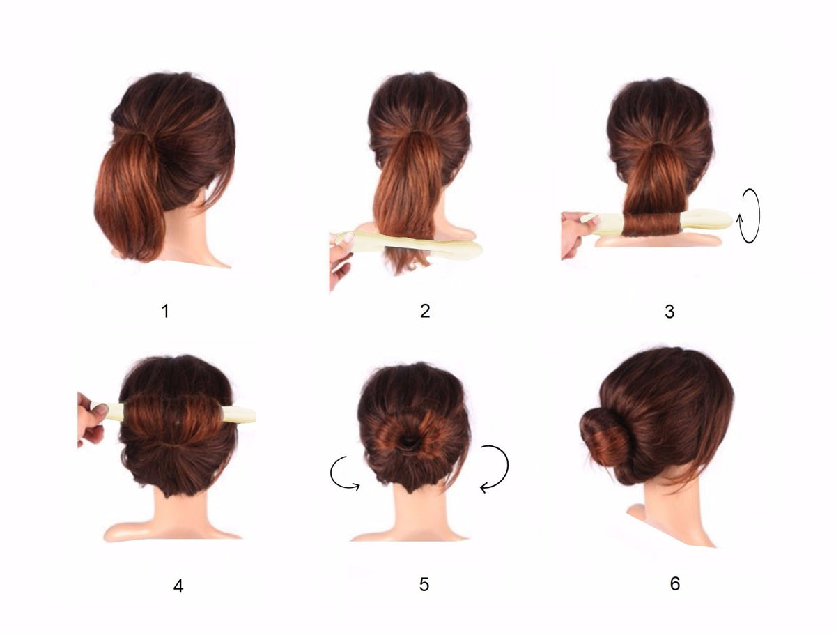 4pcs Beige Magic Foam Sponge Bun Maker Hair Donut Ponytail Clip Twist