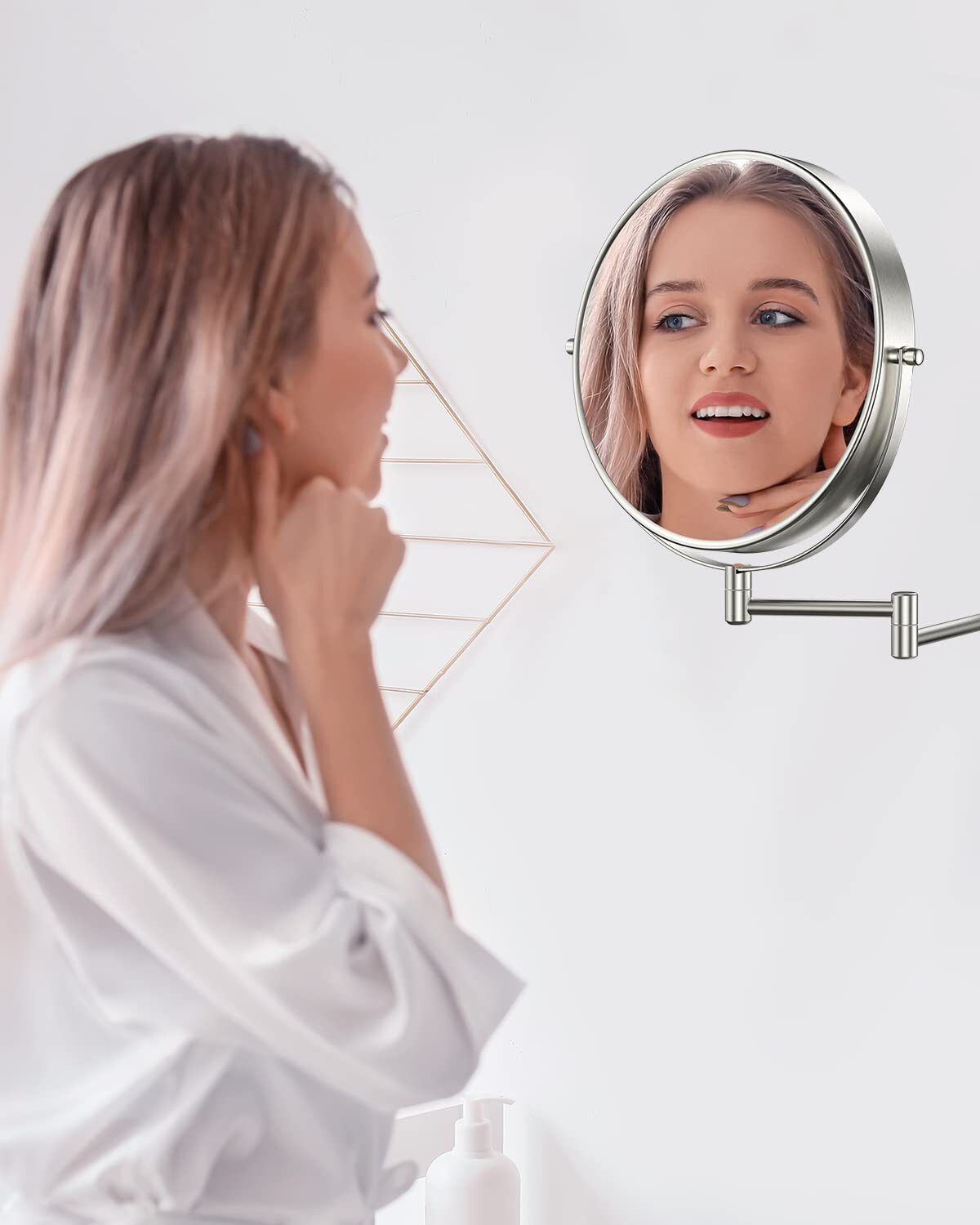 9-Inch Wall Mounted Makeup Mirror with 1X/10X Magnification, Swivel & Extendable Arm
