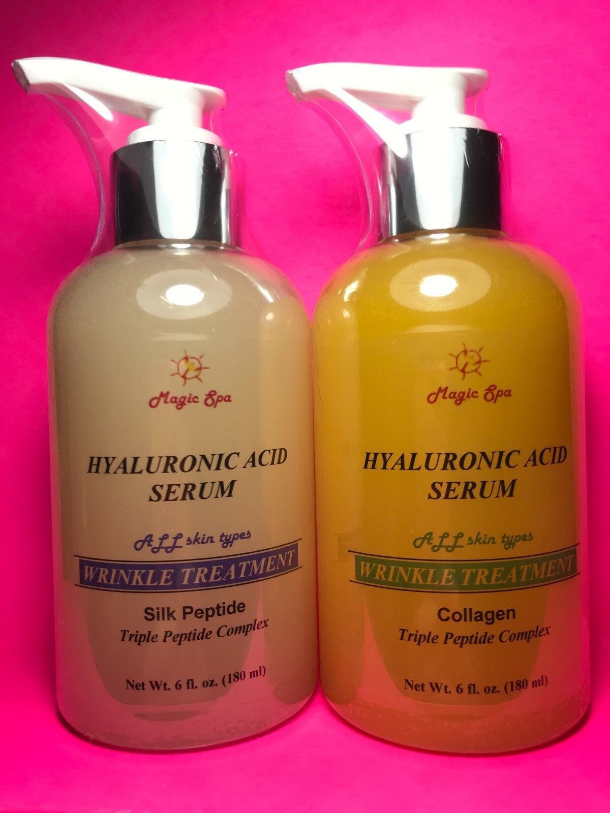Hydrating Hyaluronic Acid Serum with Collagen & Peptides - Anti-Aging Skin Care - 6oz x2
