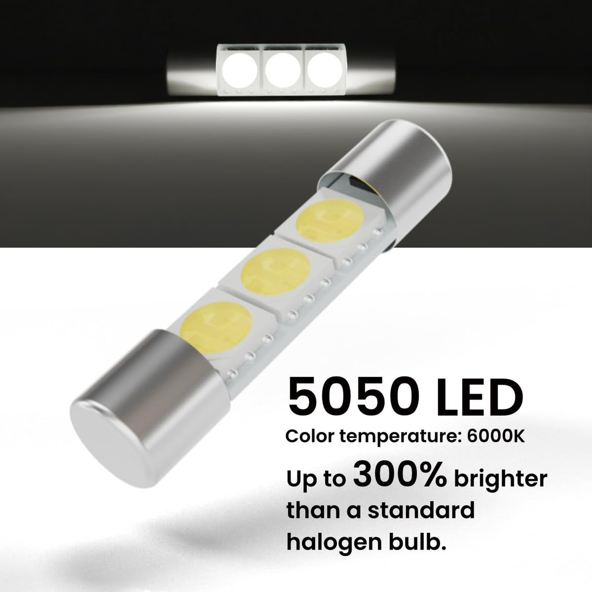6 Pack 28mm & 29mm LED Car Vanity Mirror Lights - 6000K White Interior Bulbs