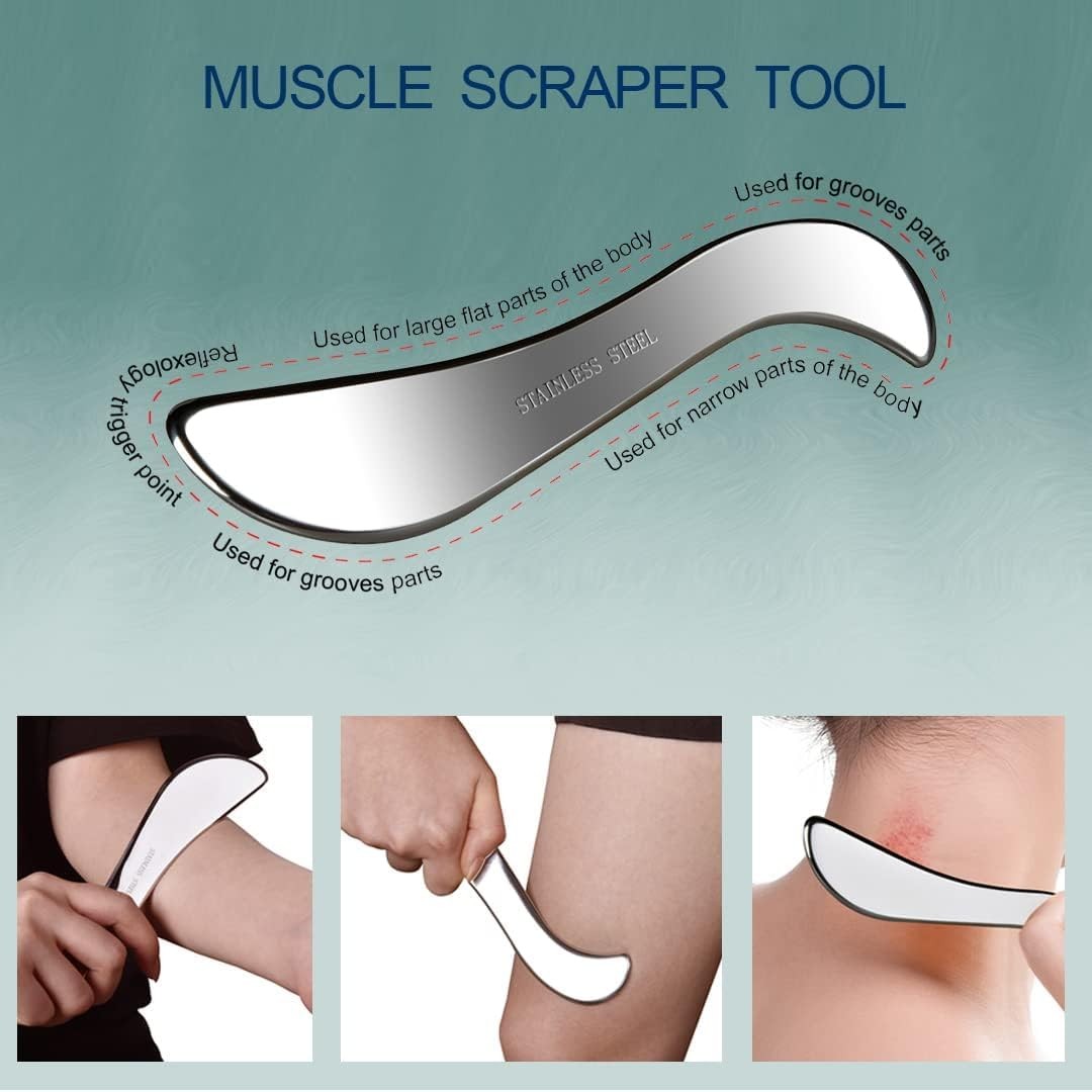 Stainless Steel Guasha Massage Tool Set for Physical Therapy & Deep Tissue Relief