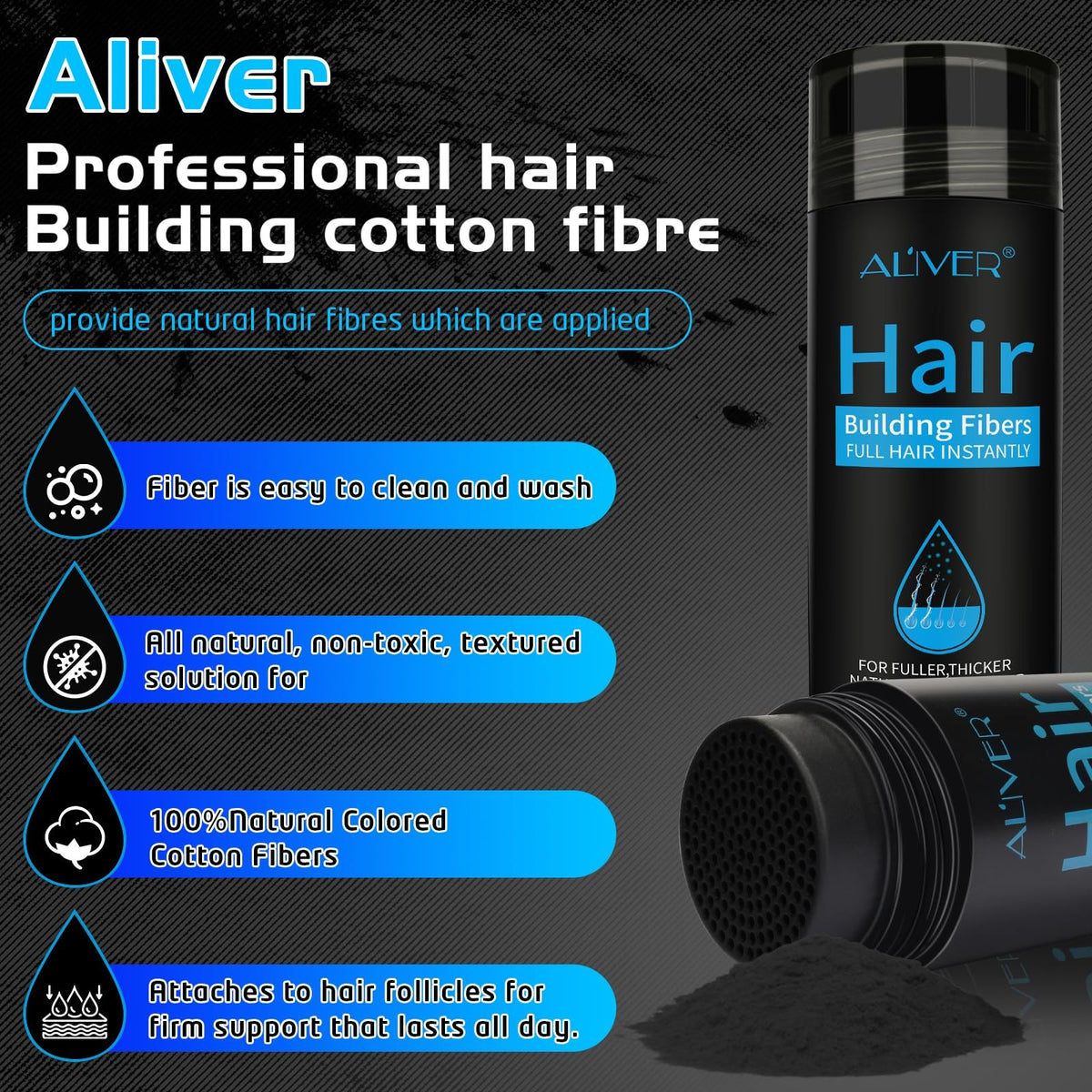 Hair Fibers for Thinning Hair - Black, 0.97 oz