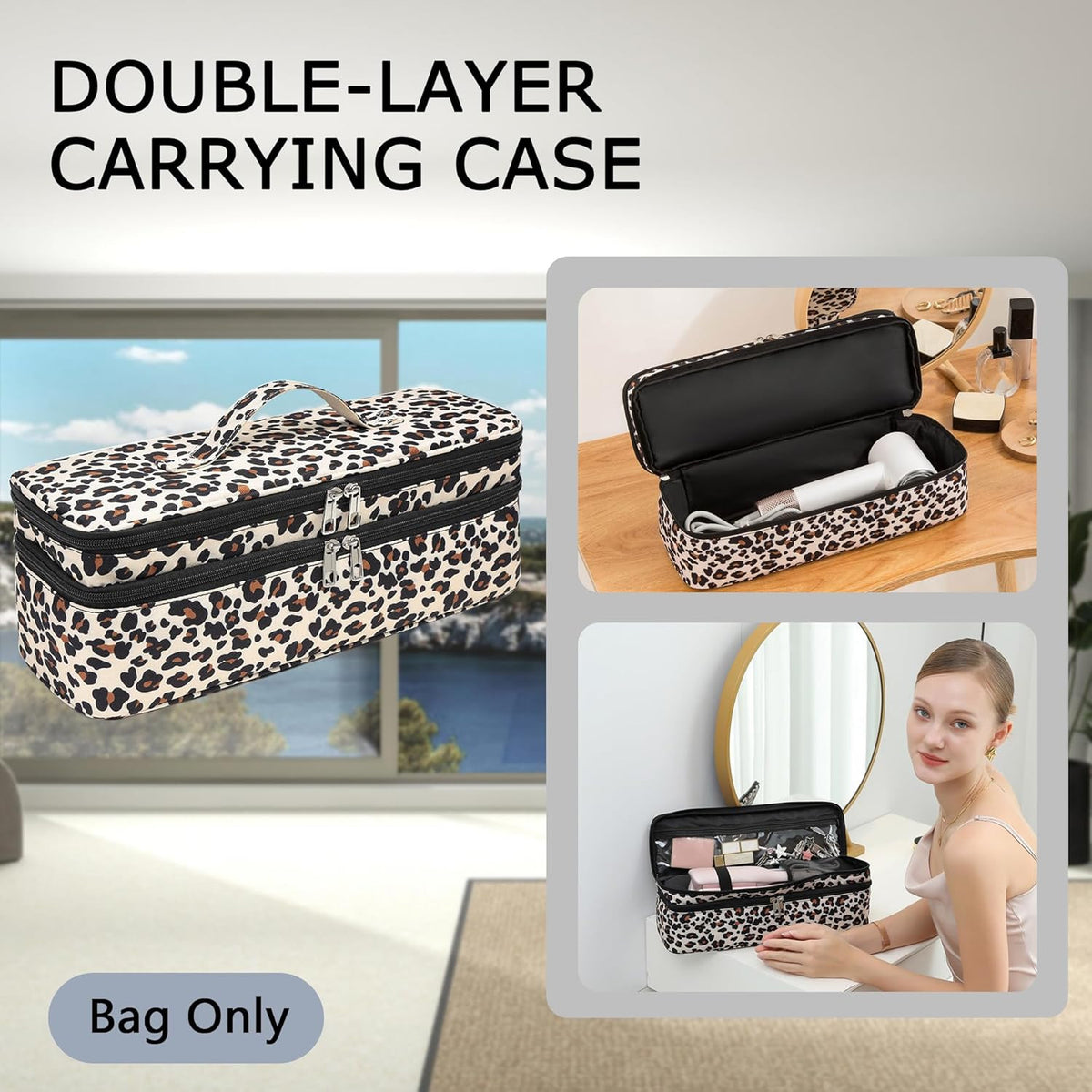Double-Layer Travel Case for Revlon One-Step Hair Dryer & Accessories
