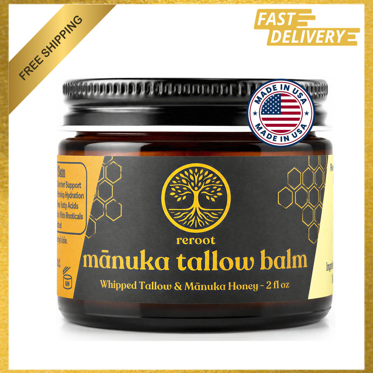 Manuka Honey Beef Tallow Face Balm - Natural Moisturizer for All Skin Types