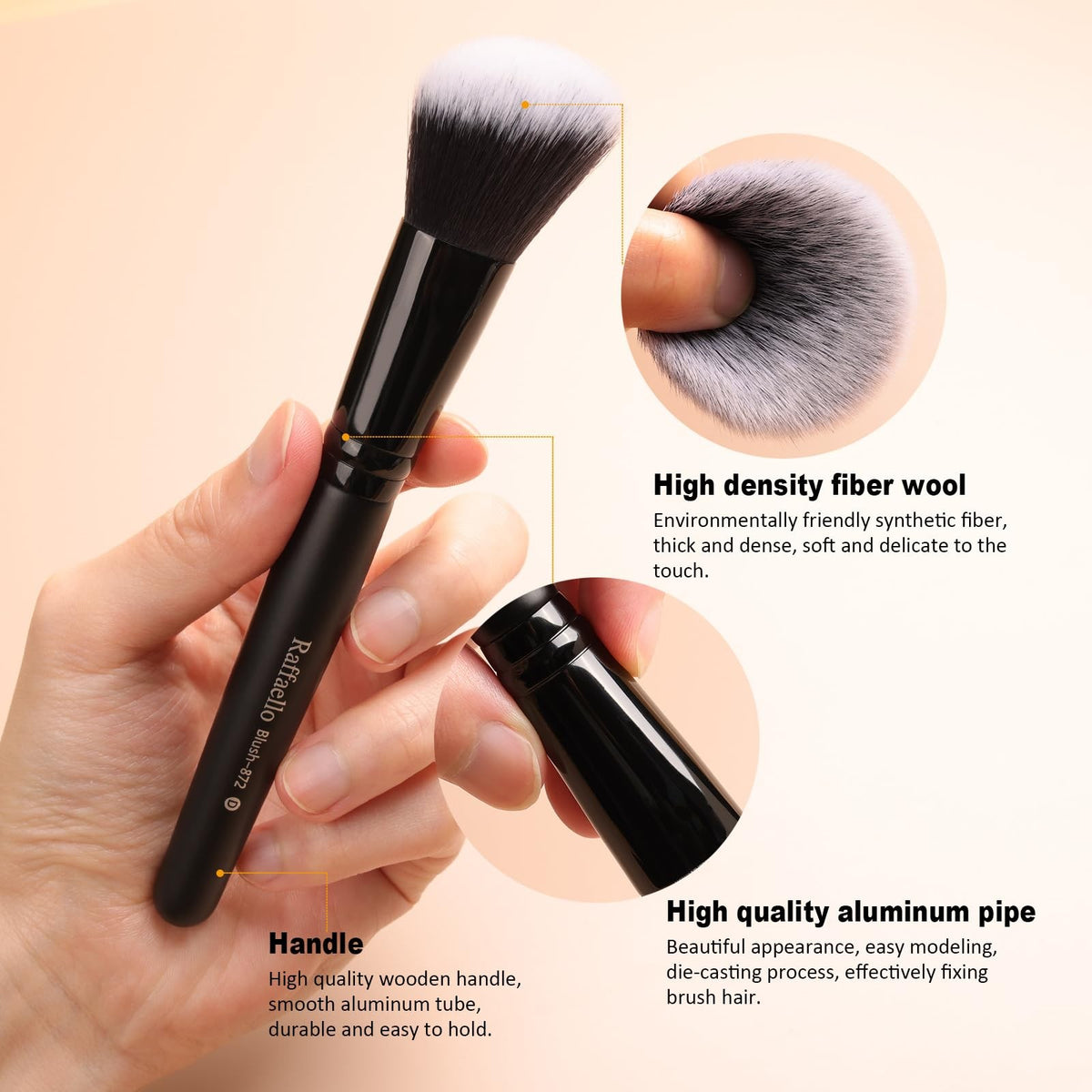 Premium 15-Piece Makeup Brush Set - Synthetic Kabuki & Eye Brushes by Raffaello