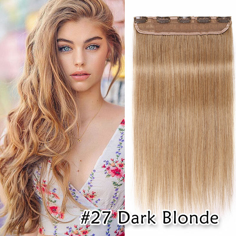 Remy Human Hair Extensions Clip-In Full Head Set - Natural & Highlight Colors