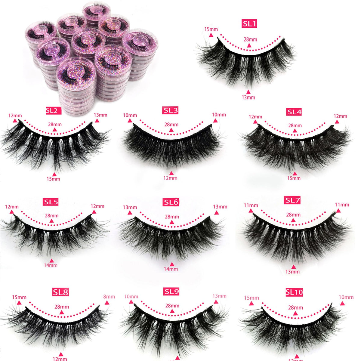 False Eyelashes Pack of 30 Natural Look Reusable Faux Mink Style Purple