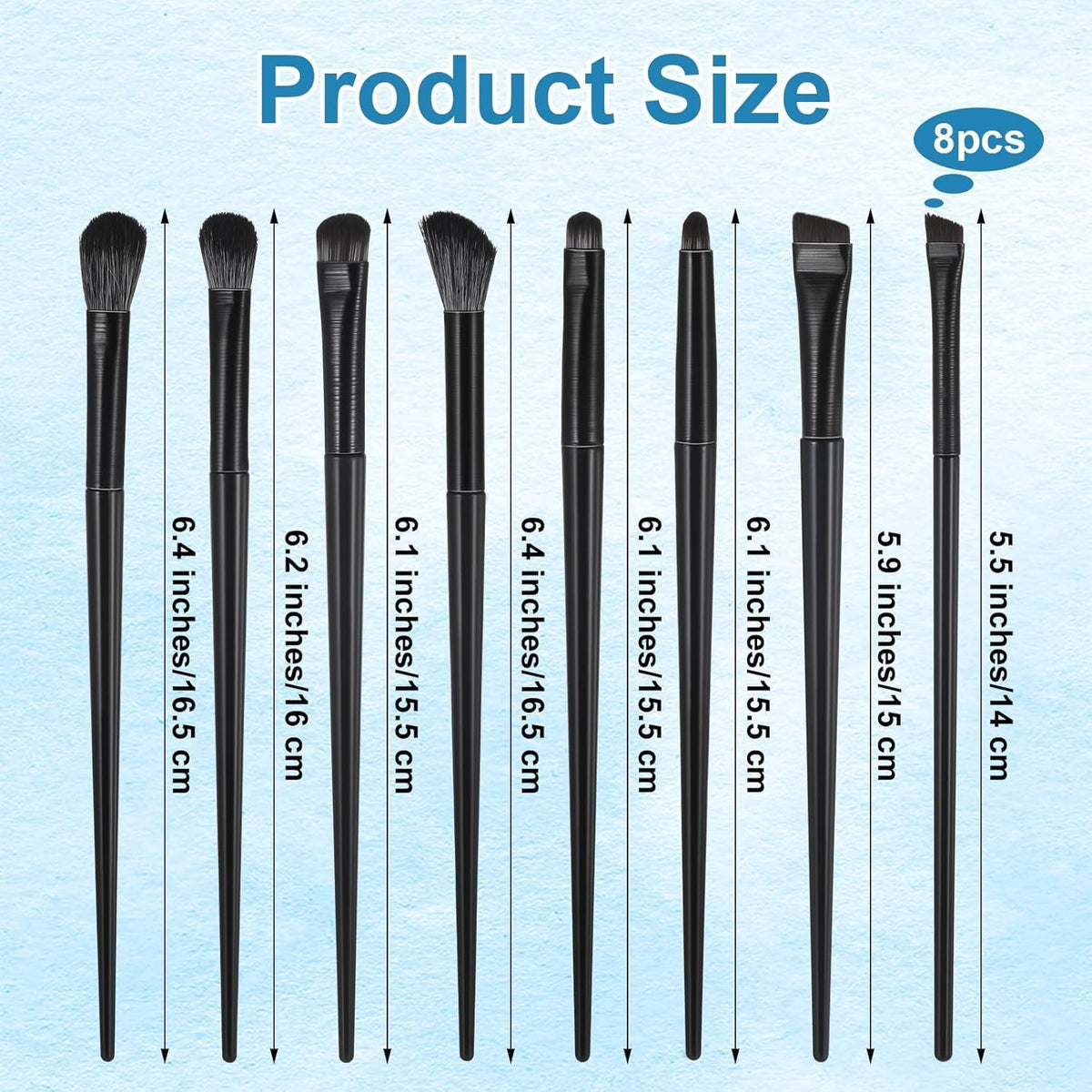 8 Piece Eye Makeup Brush Set for Hooded and Small Eyes Professional Eyeshadow & Eyeliner Tools