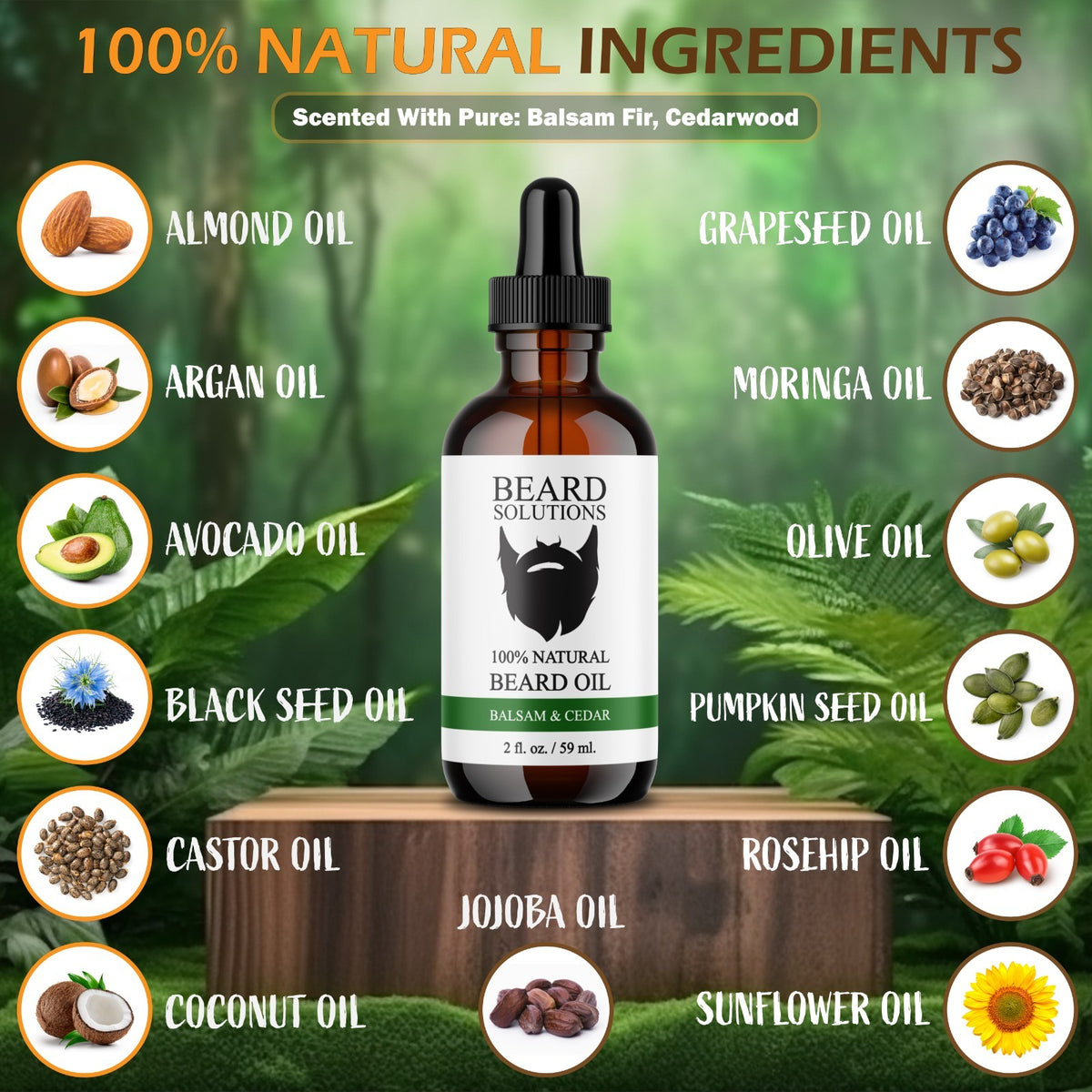 Natural Beard Oil with Essential Oils - Nourishing Hair Growth Serum for Men