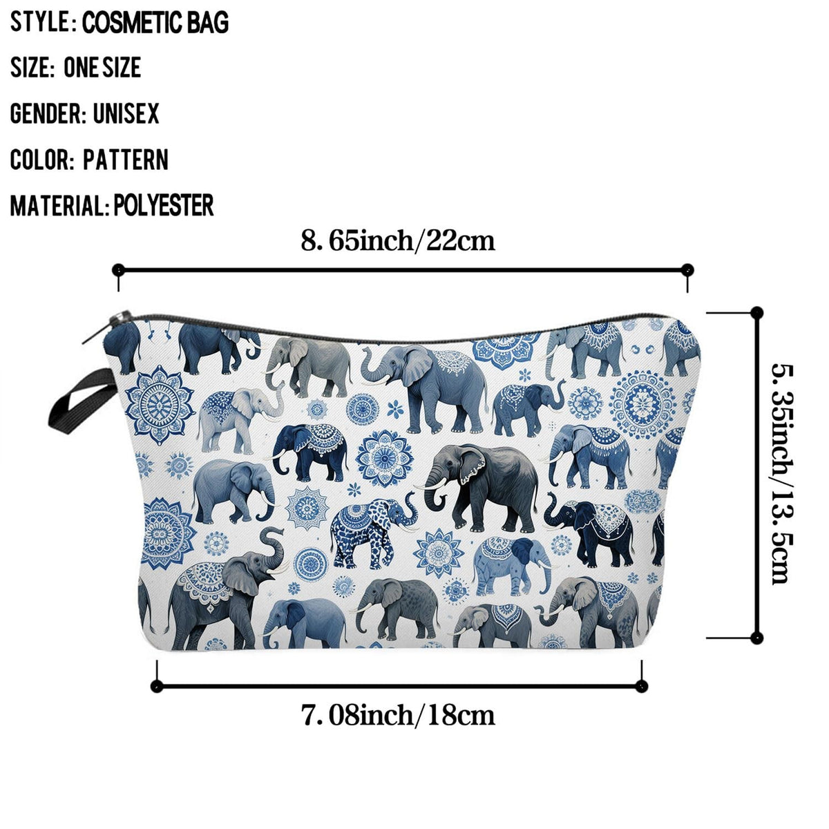 Elephant Makeup Bag Small Organizer Travel Cosmetic Pouch for Women
