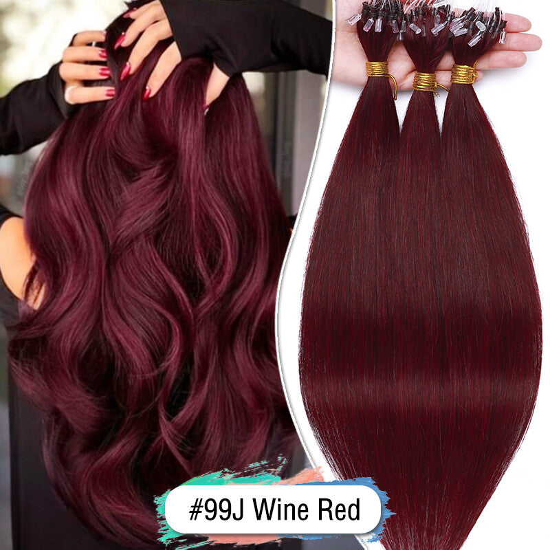 Micro Loop Ring Beads Hair Extensions 100% Remy Human Hair Full Head