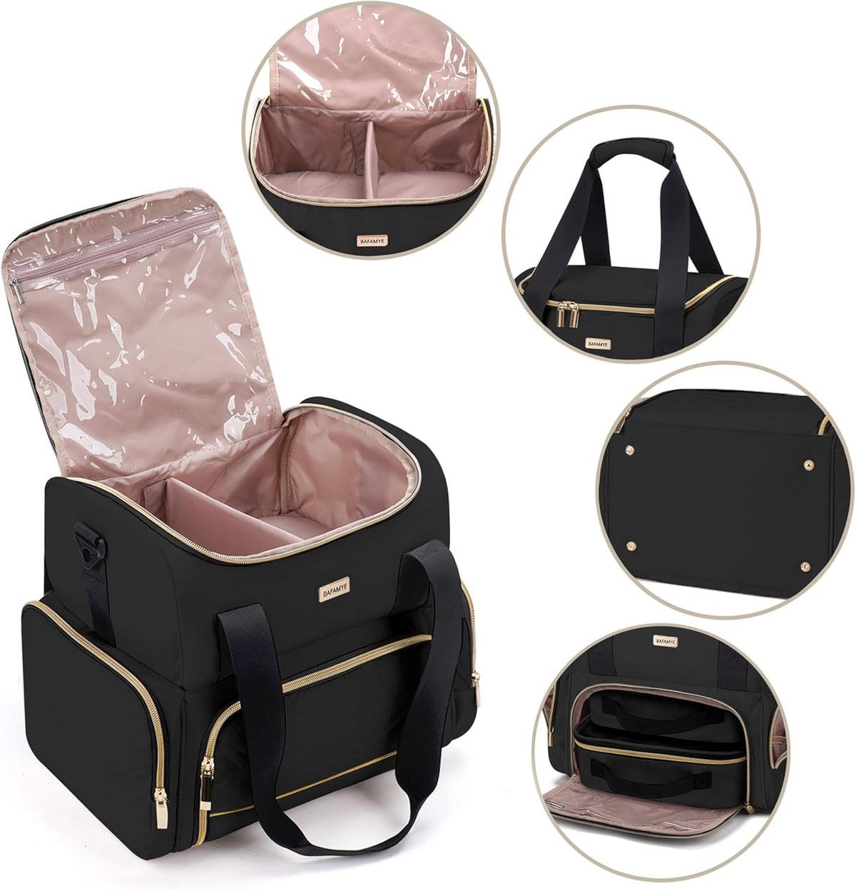 Double Layer Travel Makeup Bag with Removable Cosmetic Cases for Women
