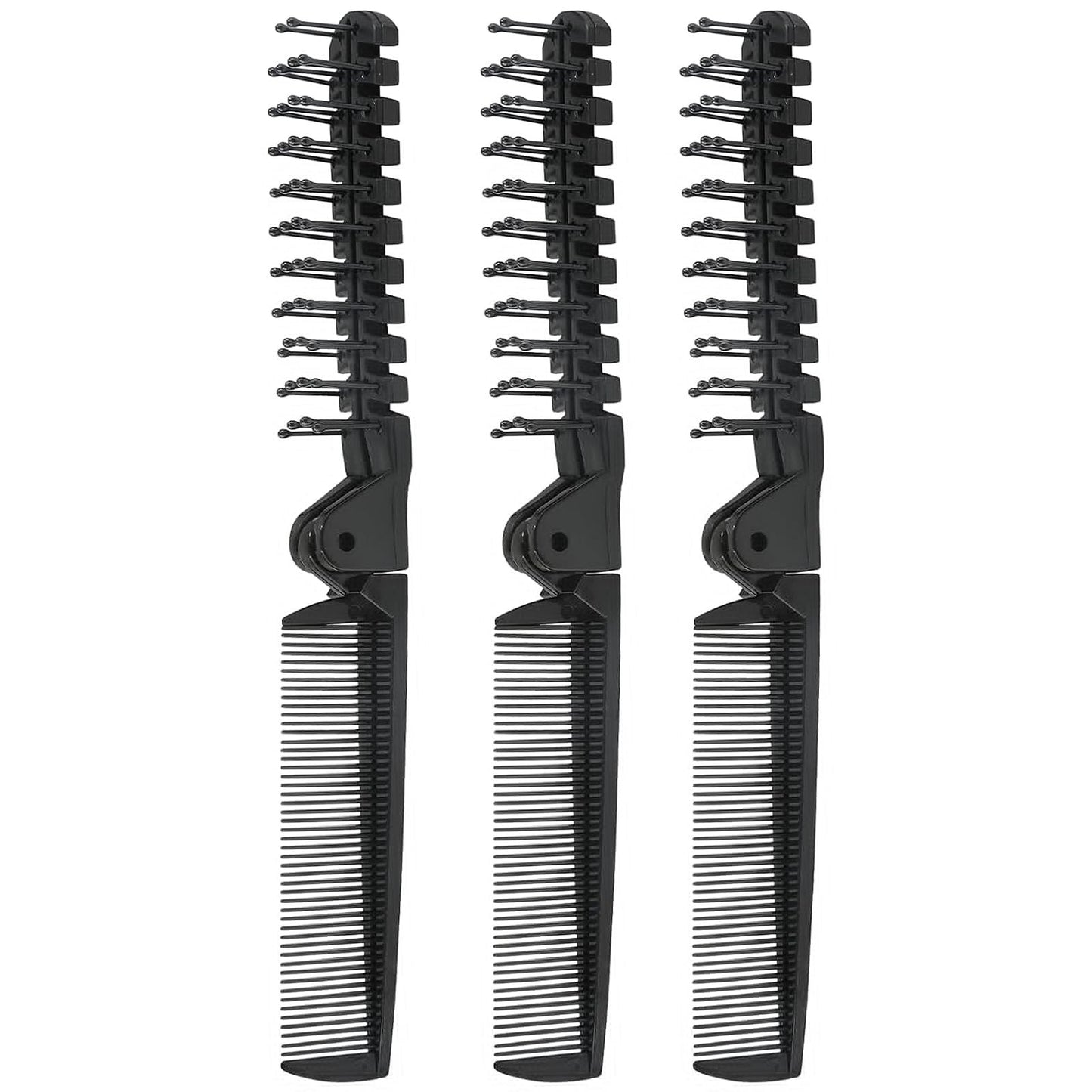 Travel Foldable Hair Brush Comb Set - Anti-Static Compact Hairbrush, 3-Pack