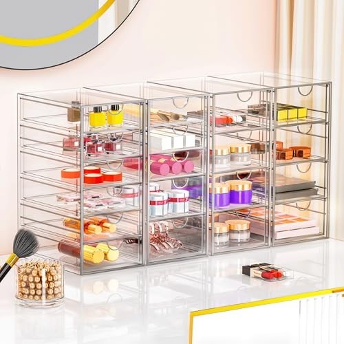 Acrylic Makeup Organizer with 19 Drawers - Clear Storage Drawer Unit