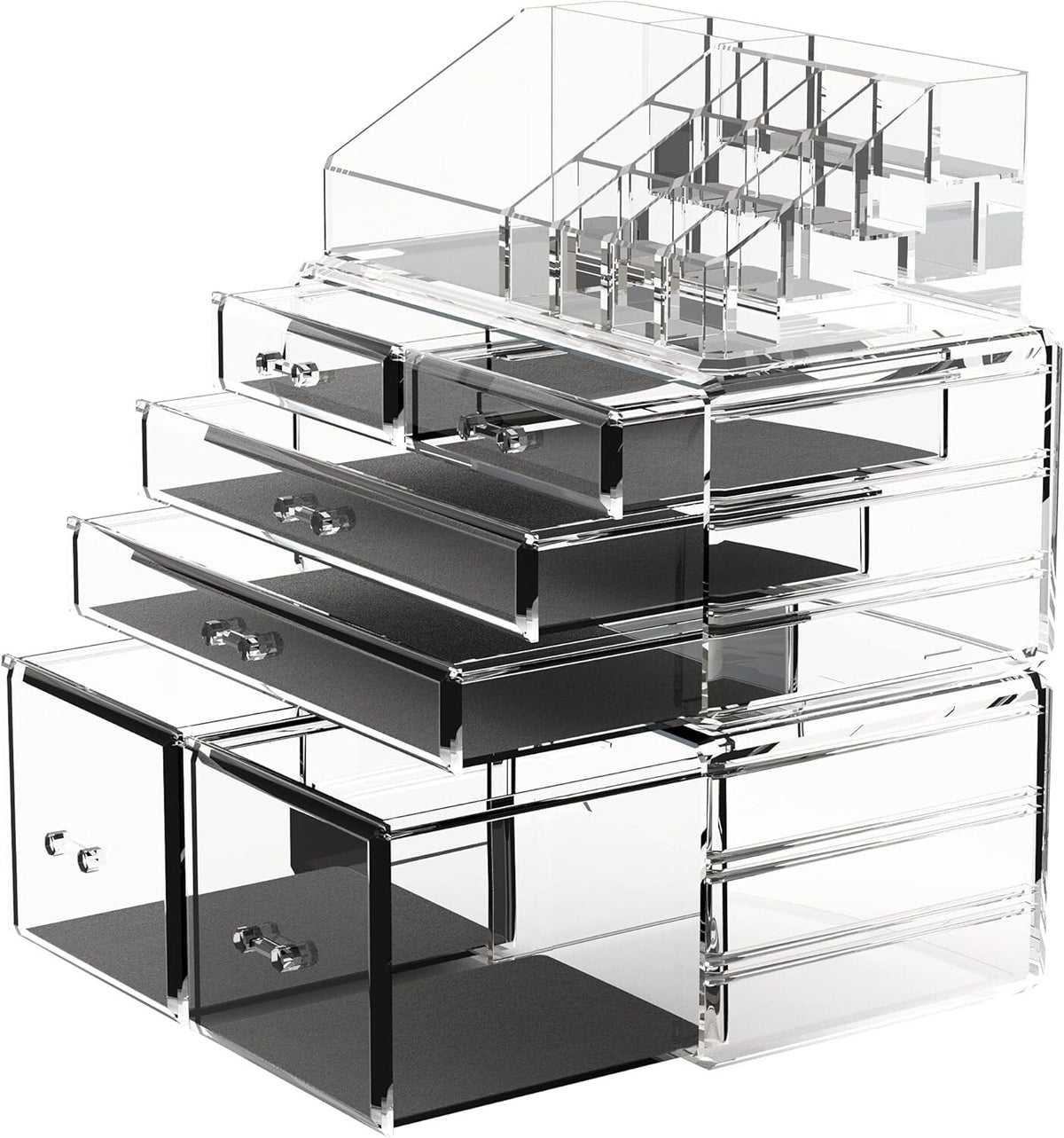 Clear Makeup Organizer with 6 Drawers & Compartments - Vanity Storage Solution