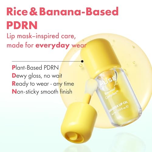 Moisturizing Lip Oil with Banana Extract - Clear Glossy Finish, 0.15 Fl Oz