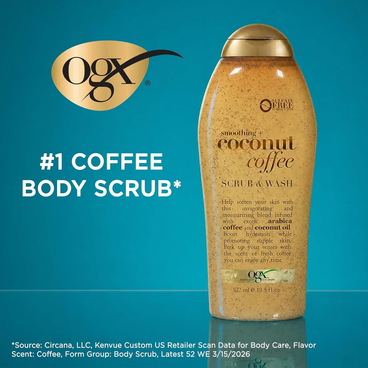 Daily Hydrating OGX Body Scrub 19.5 fl oz | Infused with Coffee &