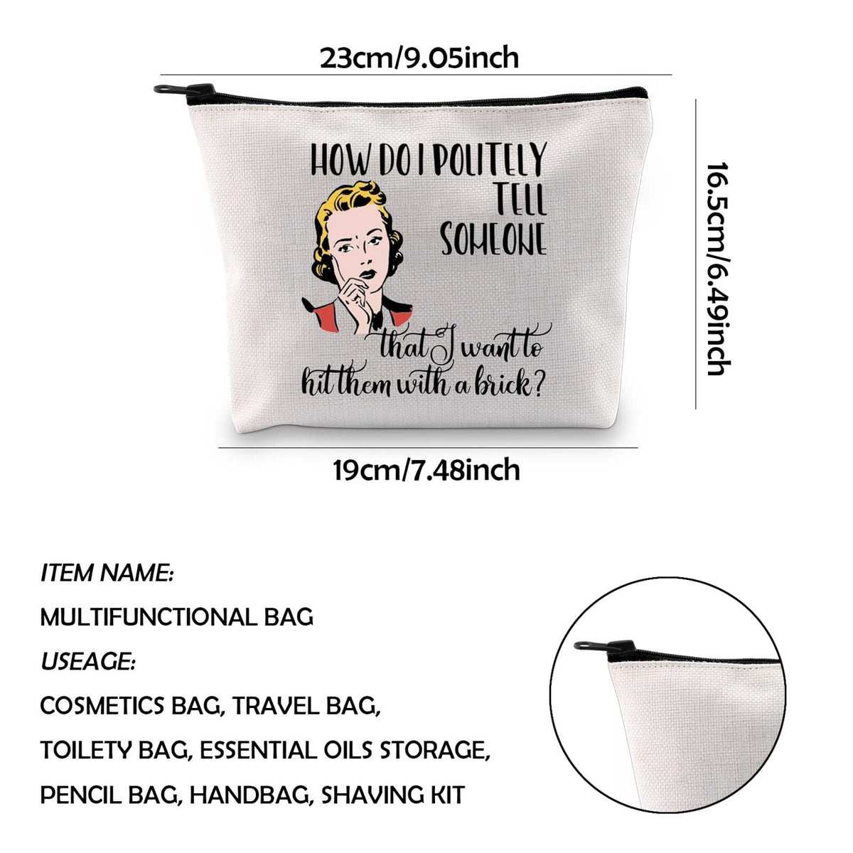 Retro Style Sarcastic Housewife Cosmetic Bag - Vintage Makeup & Travel Organizer