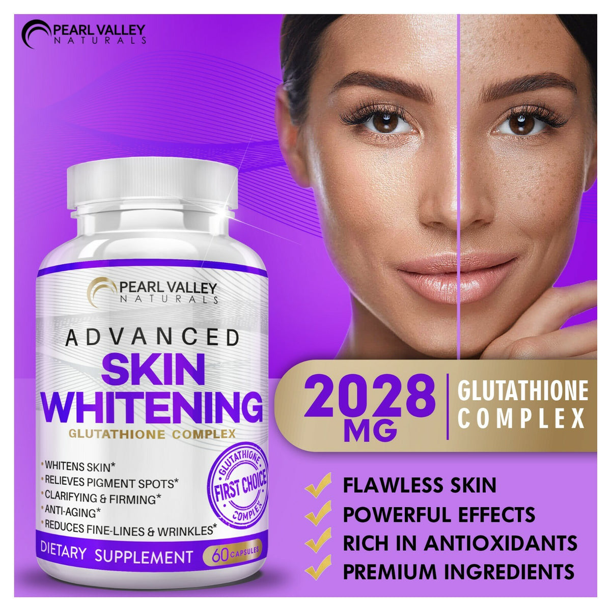 L Glutathione Collagen Skin Whitening Serum for Dark Spots & Acne