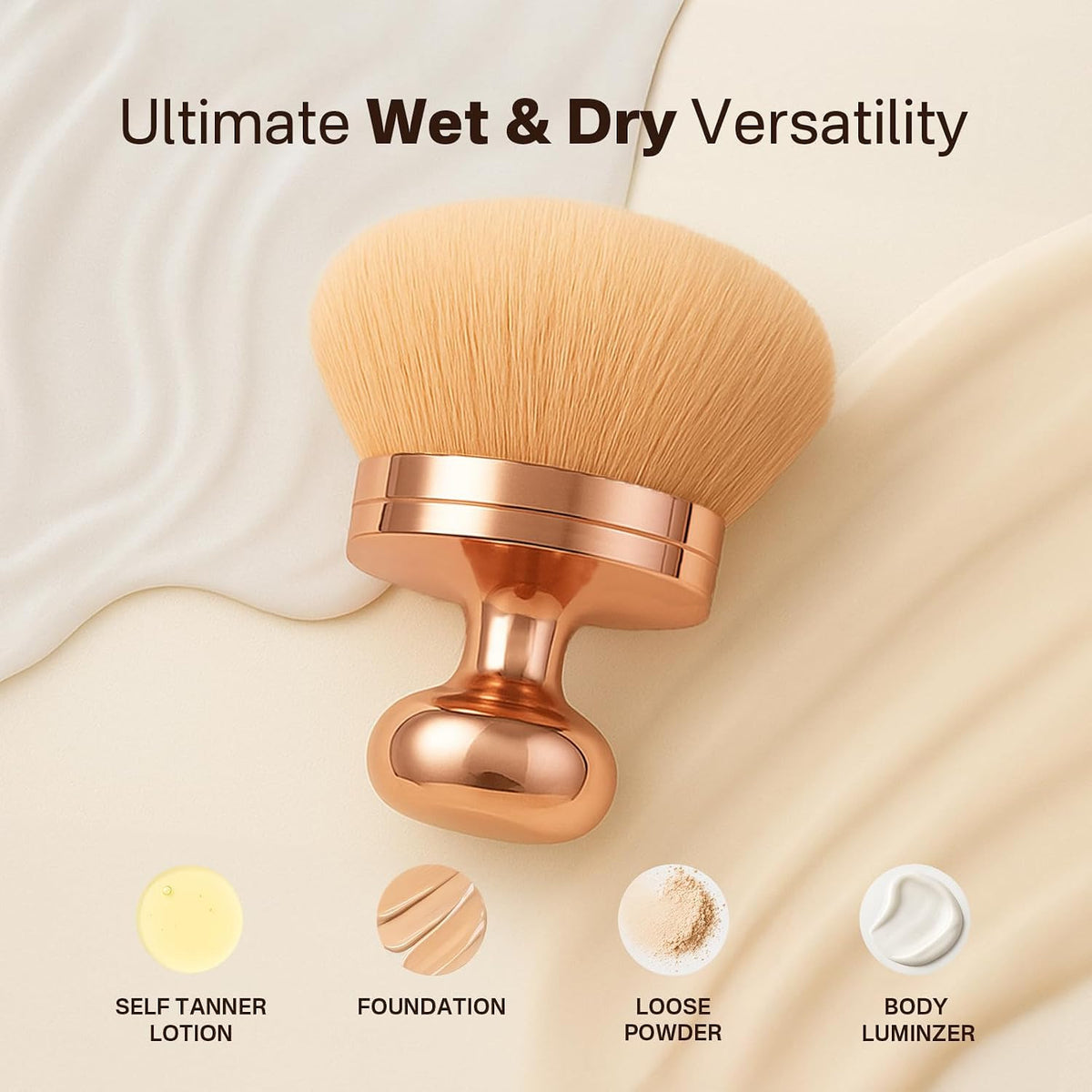 Self Tanner Brush - Round Dome Applicator for Face & Body, Soft Synthetic Bristles
