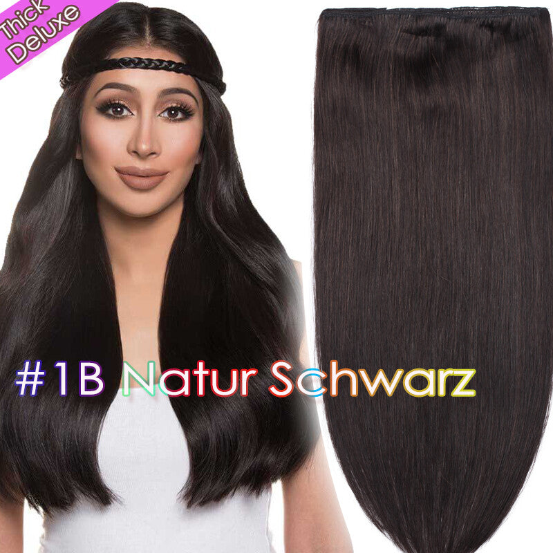 Double Weft Clip-In Hair Extensions 100% Remy Human Hair Thick Full Head