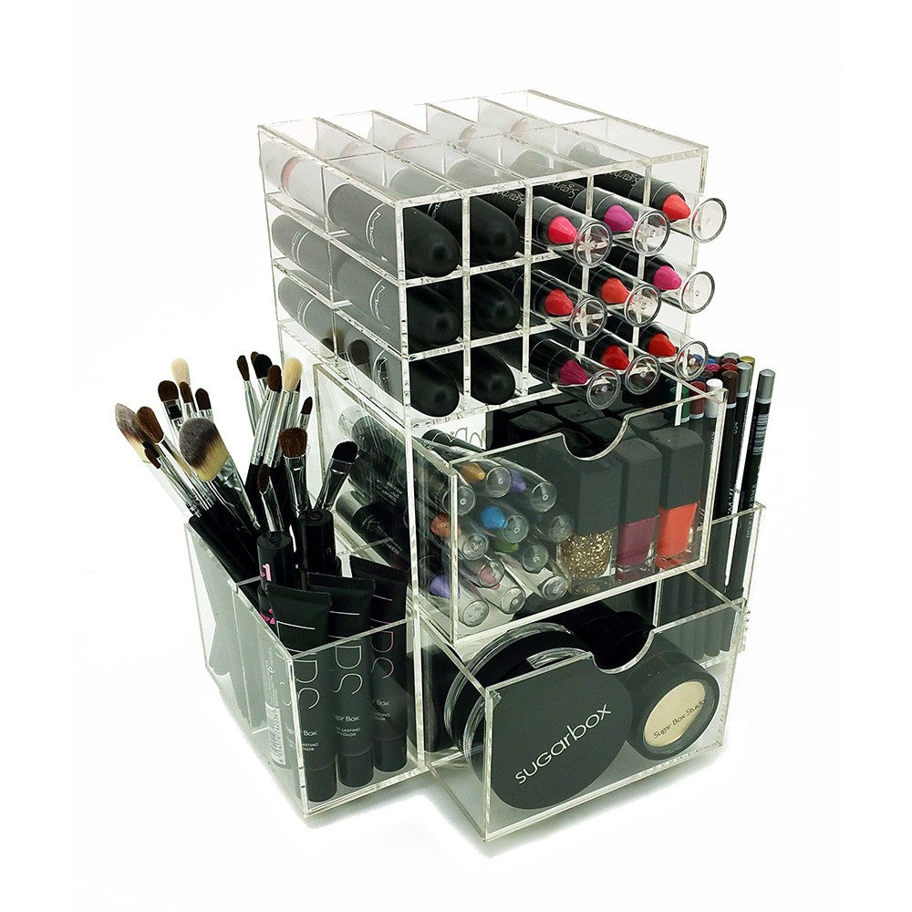 Rotating Acrylic Makeup Organizer for Lipsticks & Cosmetic Tools - Clear