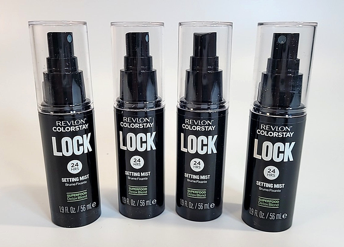Revlon ColorStay Lock Setting Spray - 24 Hour Makeup Finish, Hydrating Superfood Blend, Travel Size 1.9oz (Pack of 4)