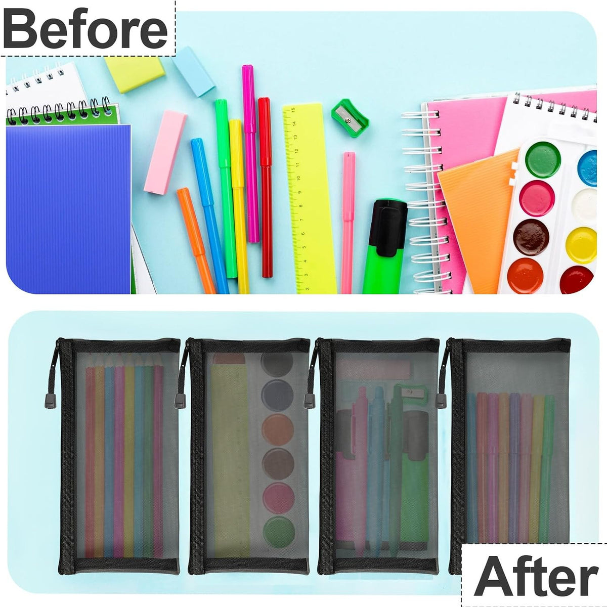 Mesh Makeup Bags with Zipper - Small Nylon Travel Cosmetic Pouches