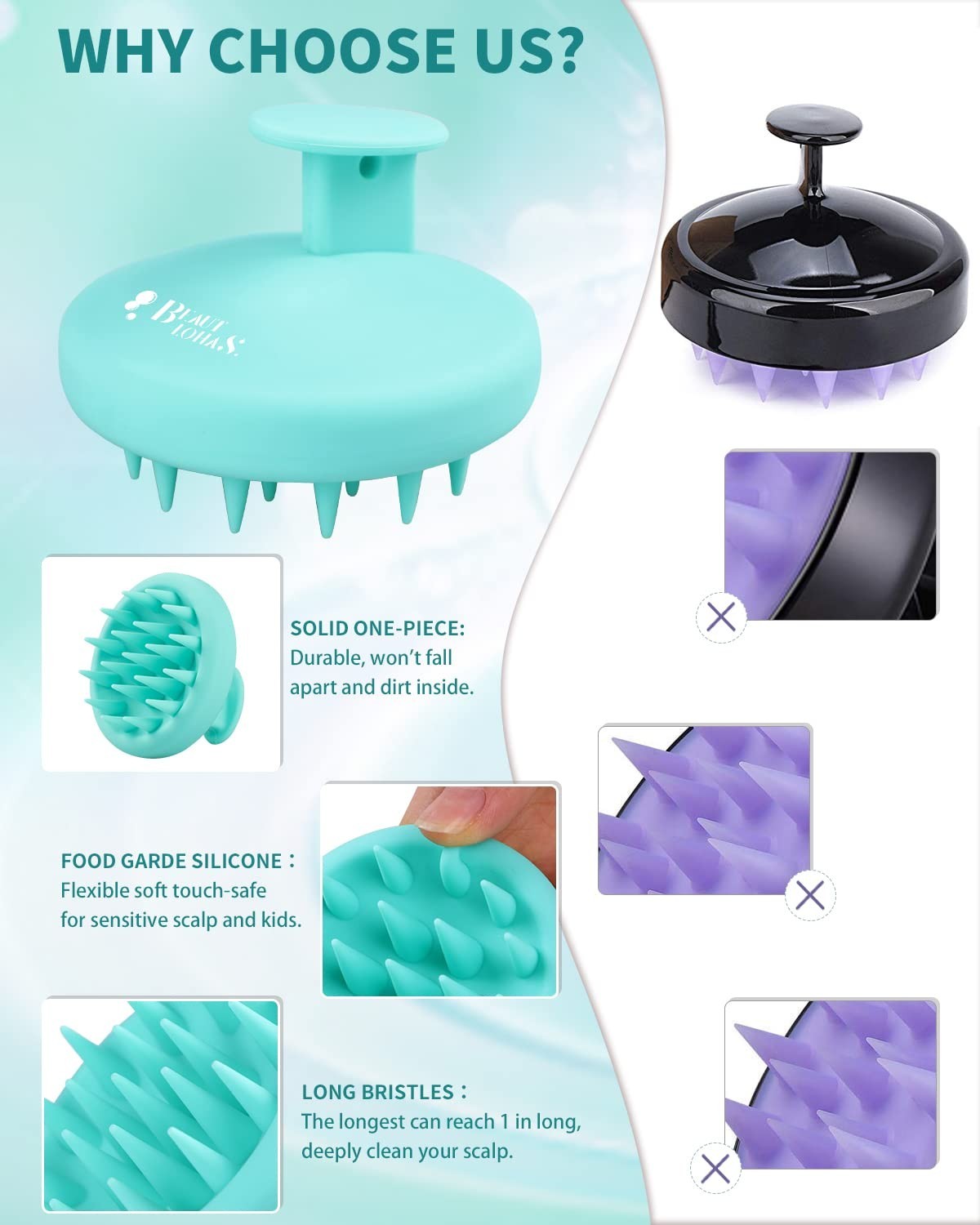 Silicone Scalp Massage Brush for Hair Growth & Dandruff Relief - Waterproof Shampoo & Shower Scrubber