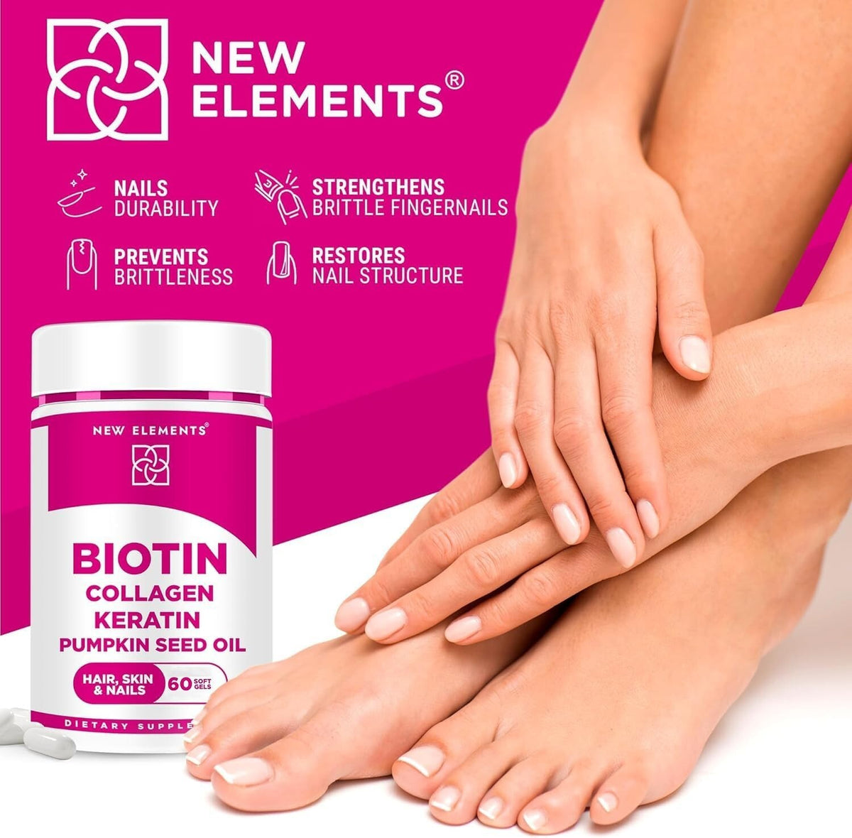 Biotin 10000mcg Supplement with Collagen, Keratin & Pumpkin Seed