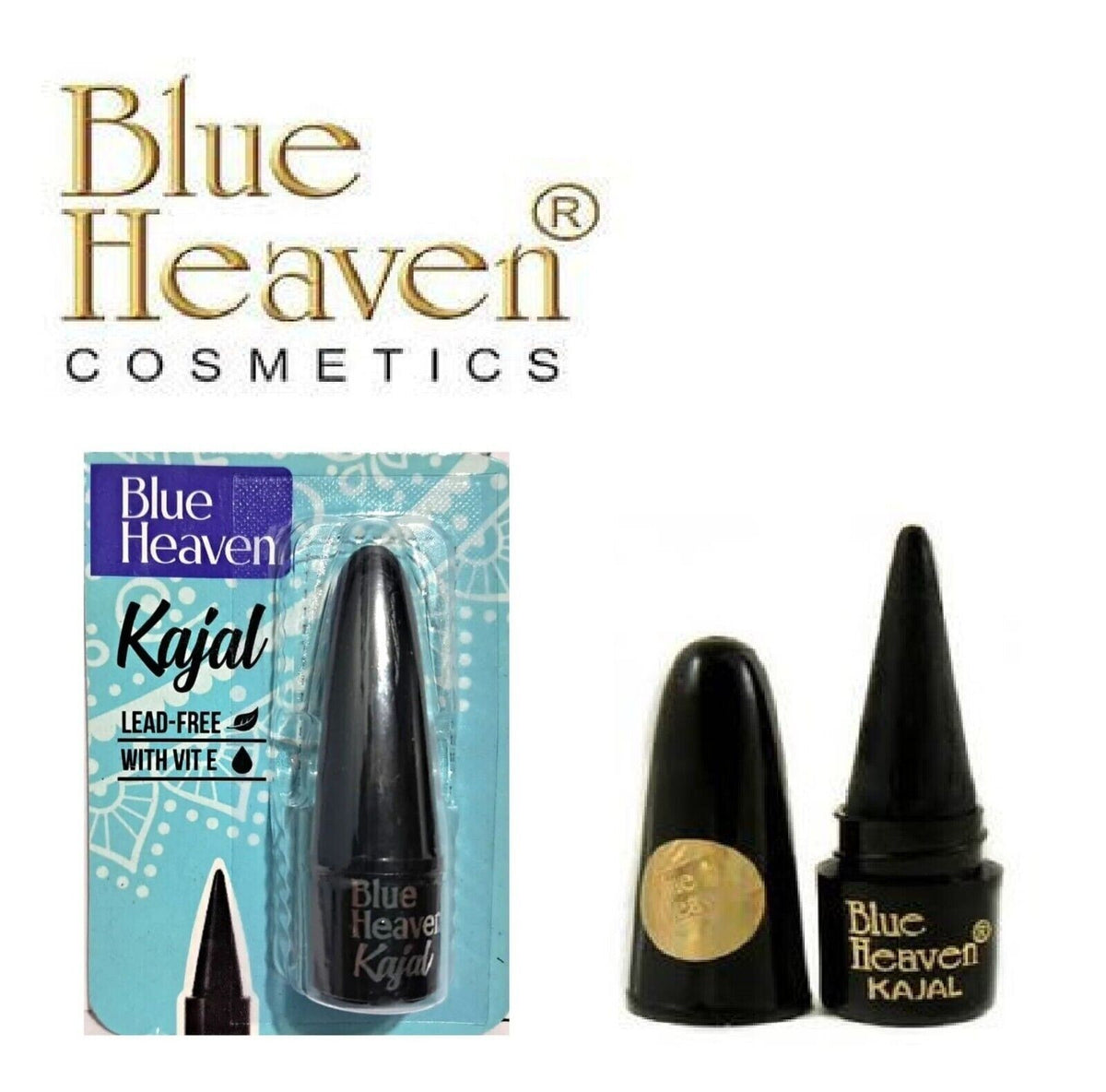 2 Pack Blue Heaven Kajal Kohl Eyeliner with Vitamin E - Lead-Free, Long-Lasting
