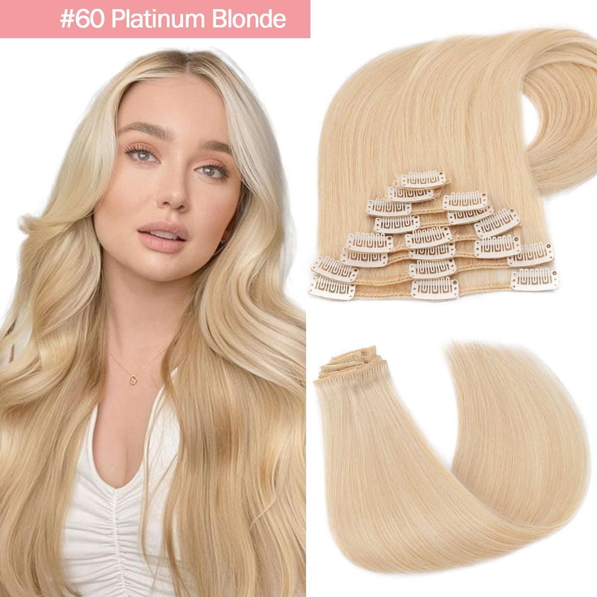 Clip-In Hair Extensions - 100% Real Human Hair Full Head Sets
