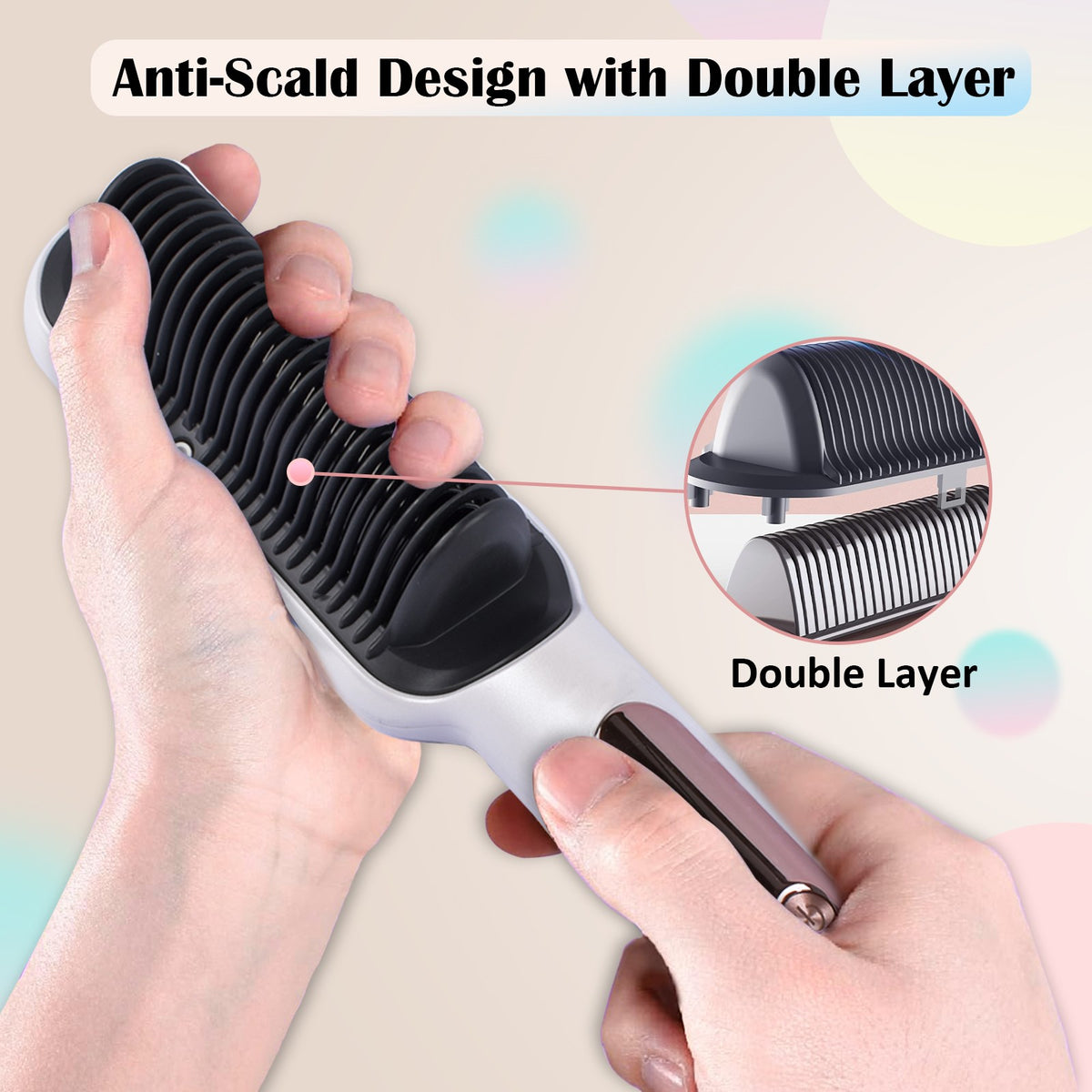 Negative Ionic Hair Straightener Brush with 9 Temp Settings & LED Display