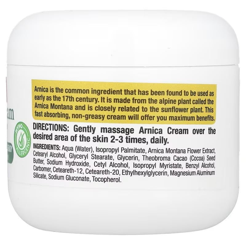 Gentle 4 oz Arnica Cream - Hypoallergenic & Fragrance-Free for
