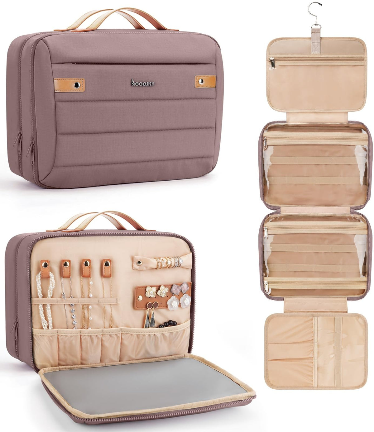 Women's Hanging Waterproof Toiletry Bag with Compartments Travel Organizer