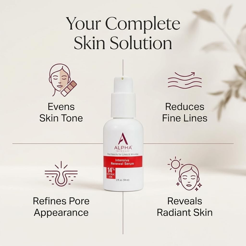 Alpha Skin Care Renewal Serum with 14% Glycolic AHA - 2oz, Pack of 2