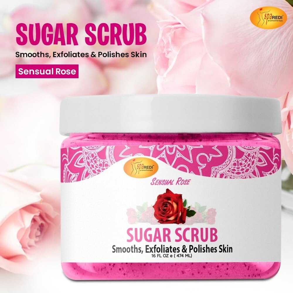 Sugar Body Scrub Exfoliant - Sensual Rose, 16 oz