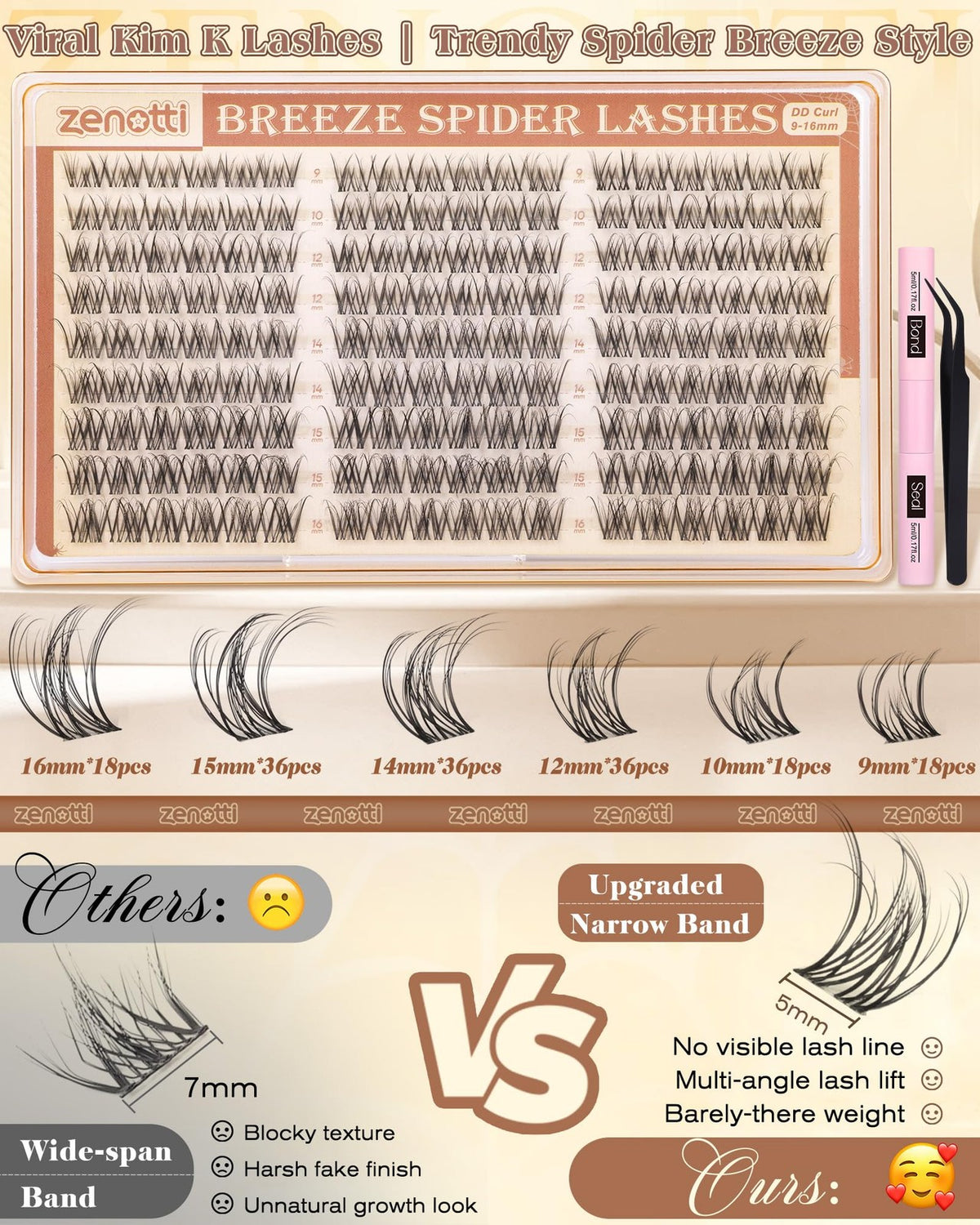 Lash Clusters Kit with DD Curl - Black Spider Breeze Style for Glamorous Eyes