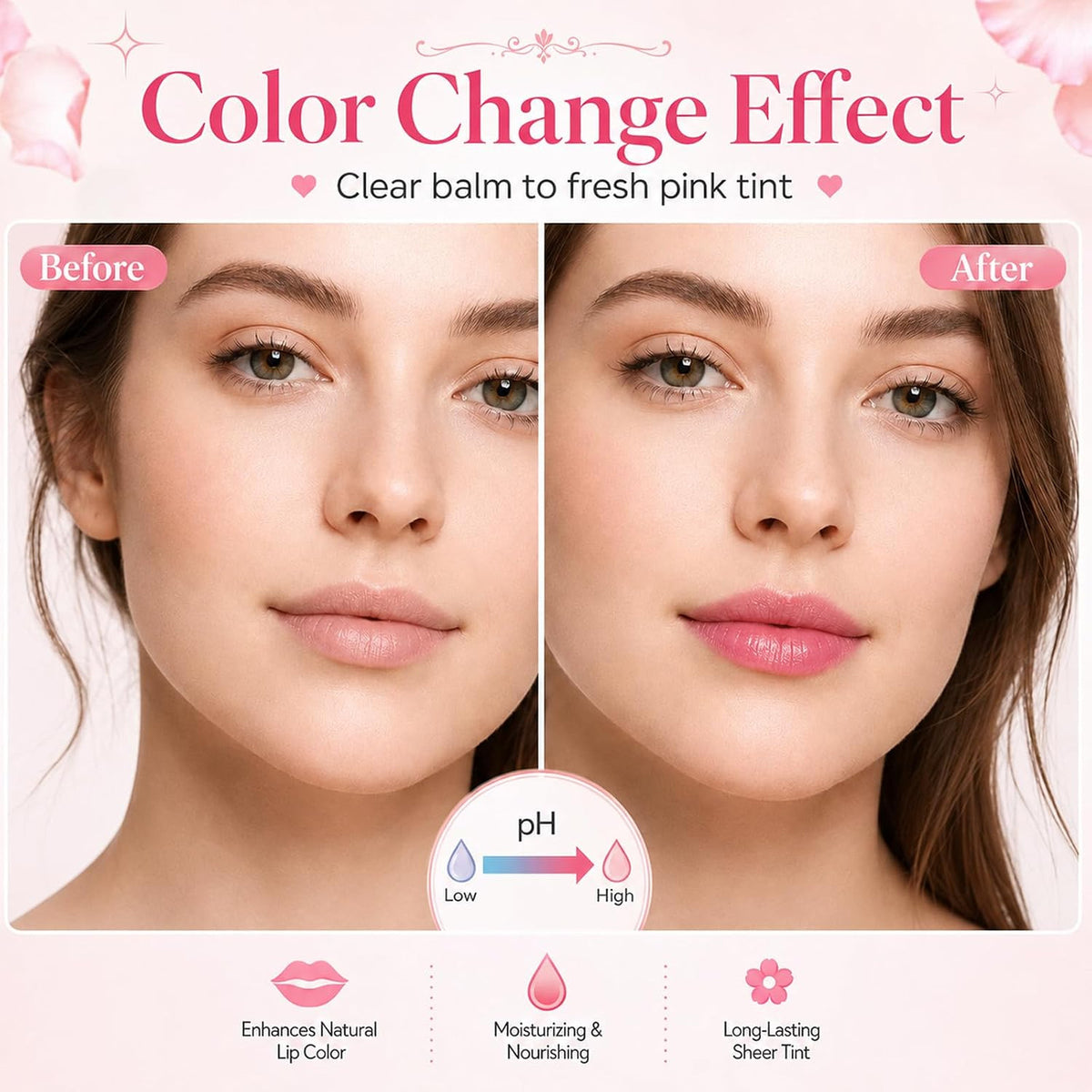 Color Change Lipstick Set - 6PCS Crystal Flower Lip Makeup for Girls