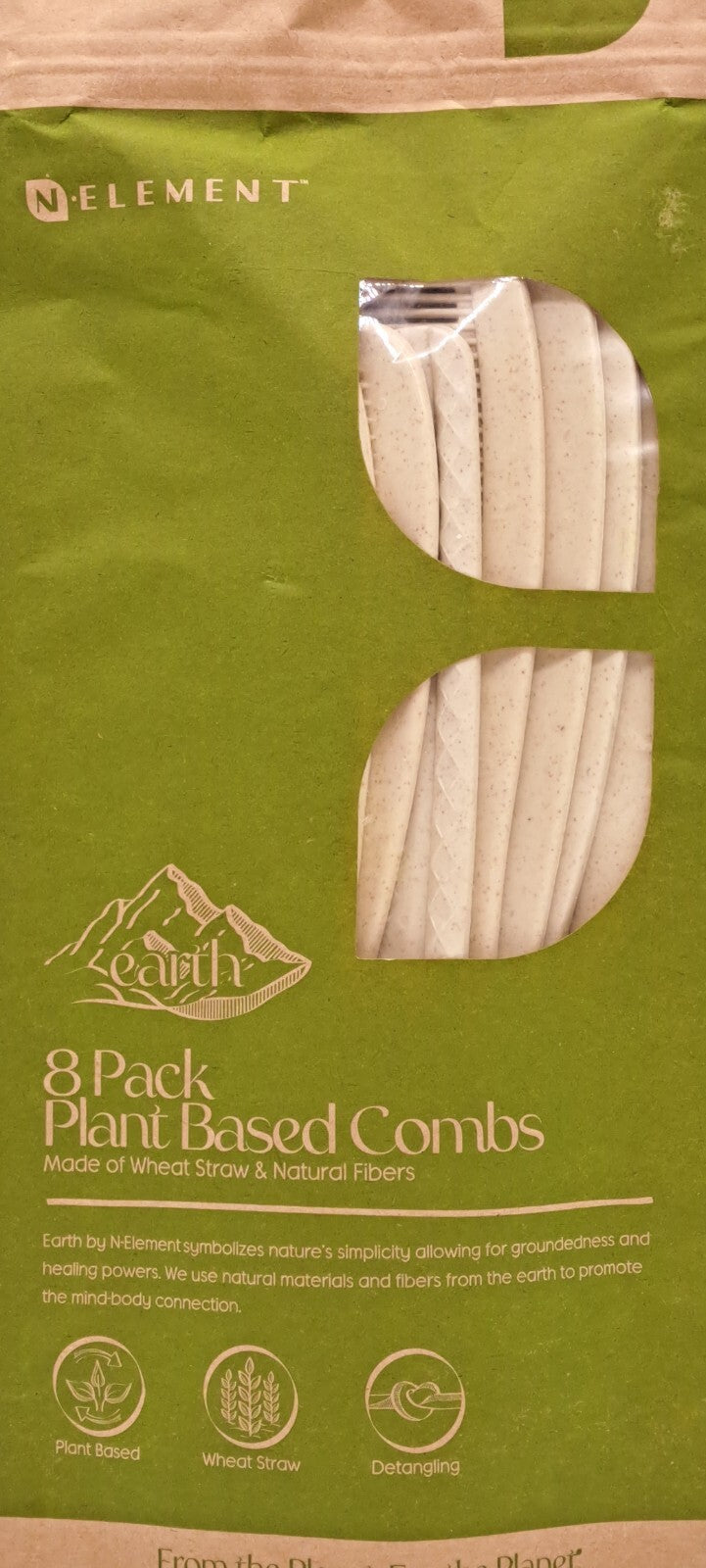 Plant-Based Combs Pack of 8 - Natural Wheat Straw Hair Grooming Tools