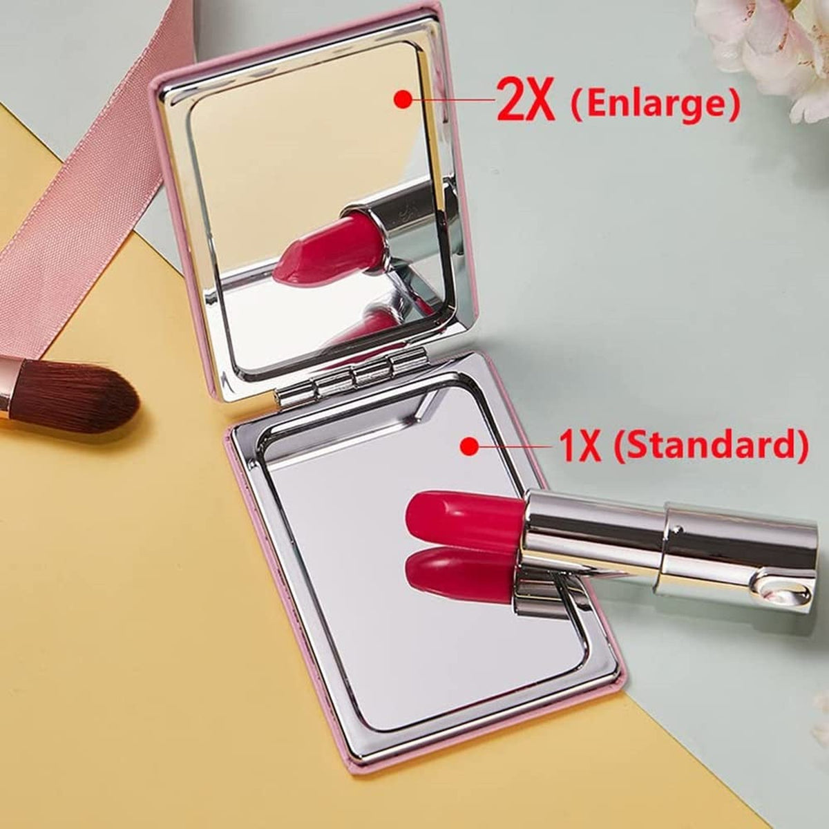 Blue Travel Compact Mirror for Men Women Pocket Makeup Mirror Double-Sided Portable