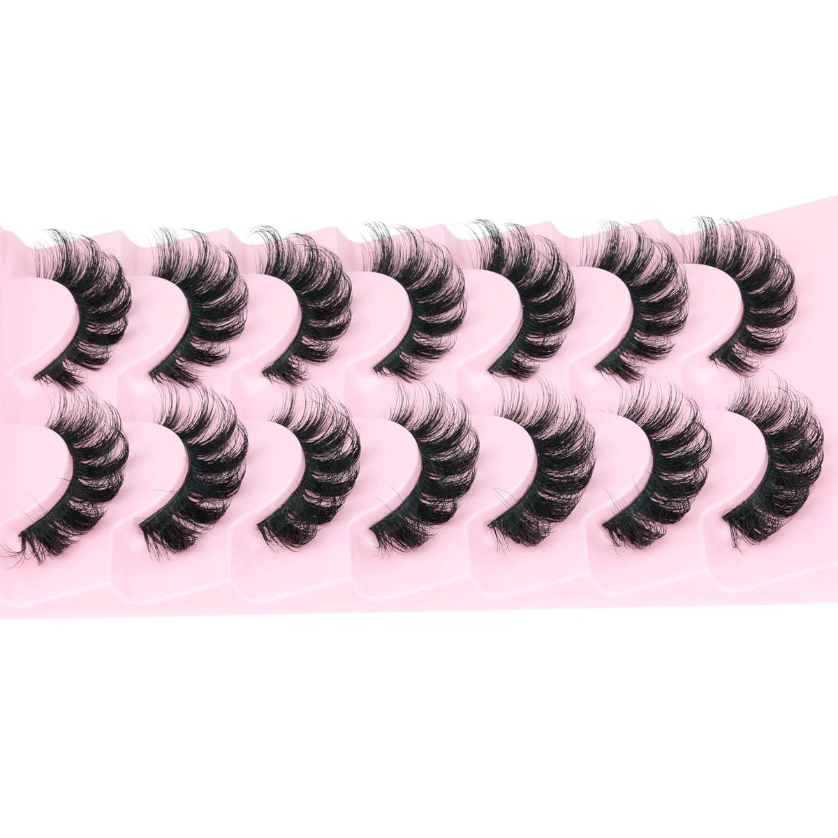 Fluffy Wispy Mink Faux Eyelashes 3D D Curl Natural Look 7 Pairs