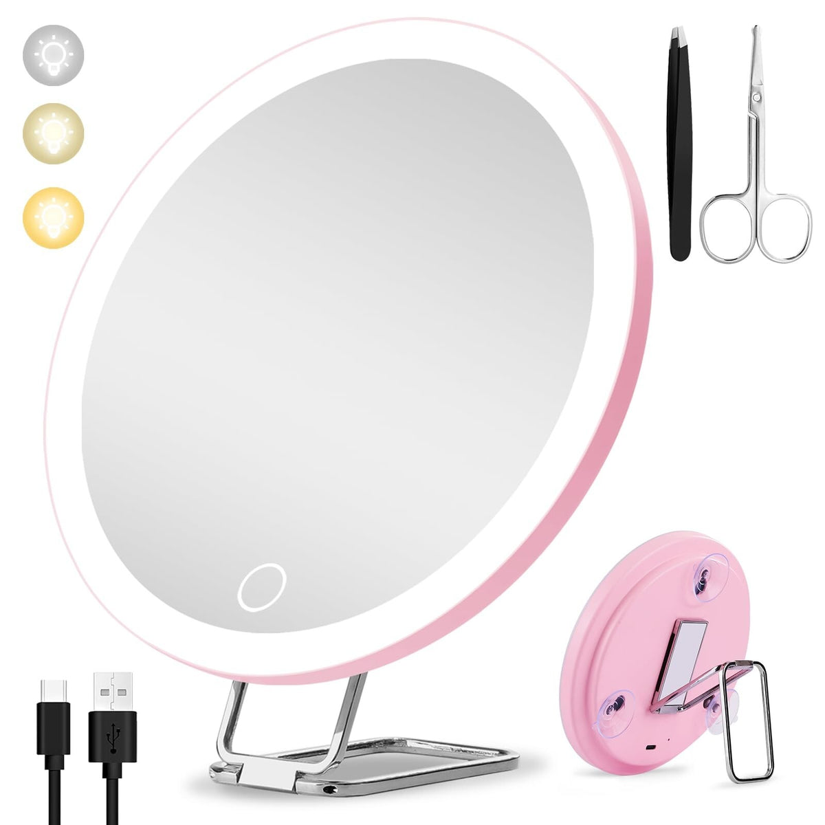 30X Lighted Magnifying Mirror with LED Illumination - Large 6 Inch Makeup & Travel Mirror